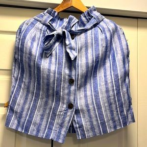 Linen blend blue striped skirt.